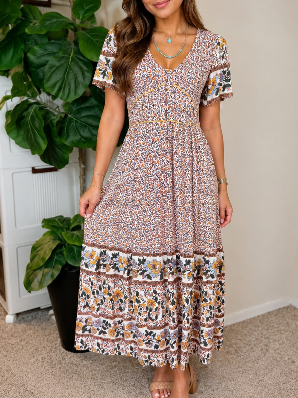Umgee Floral Maxi Dress - Picture 3 of 12